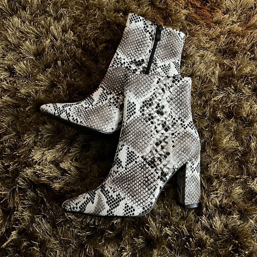 Snakeskin booties